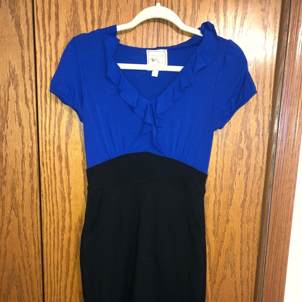 Professional / Formal Body-con Dress (Royal Blue Top, Black Skirt)
